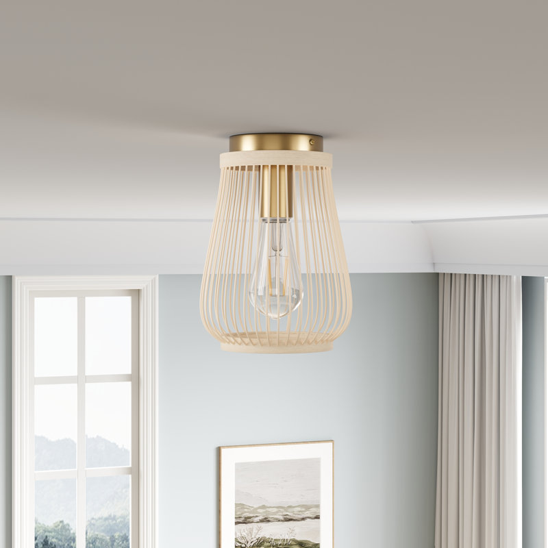 Snayder 1-E26 12W Handmade Bamboo Shade Semi Flush Mount Light Fixture