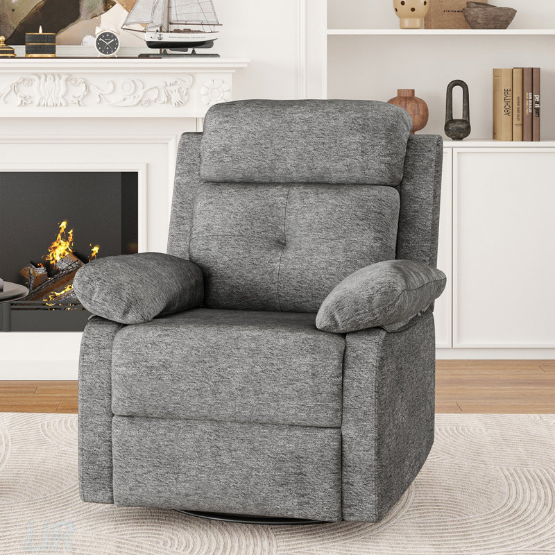 Compact Swivel Rocker Recliner Chair For Small Spaces, Perfect For Relaxation And Comfort In Bedrooms Or Living Rooms.