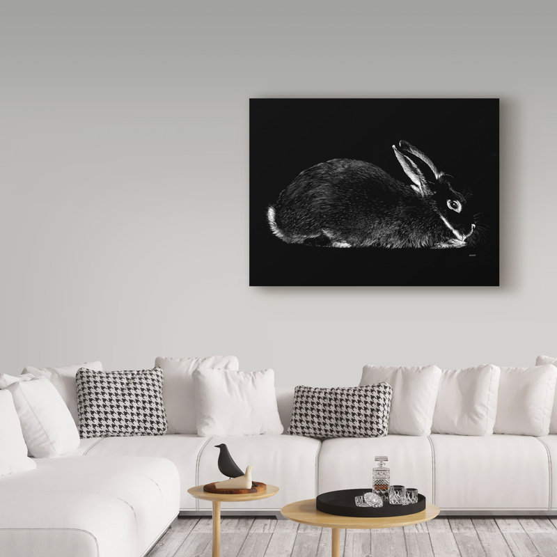 «Rabbit Portrait» par Hollifield, reproduction de peinture à l'acrylique sur toile tendue, H 14 po x l 19 po x P 2 po