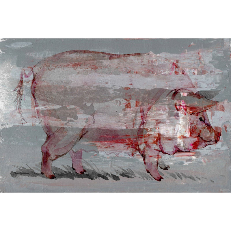 Red Pig by Parvez Taj - Wrapped Canvas Painting, 51cm H x 76cm W x 3.81cm D