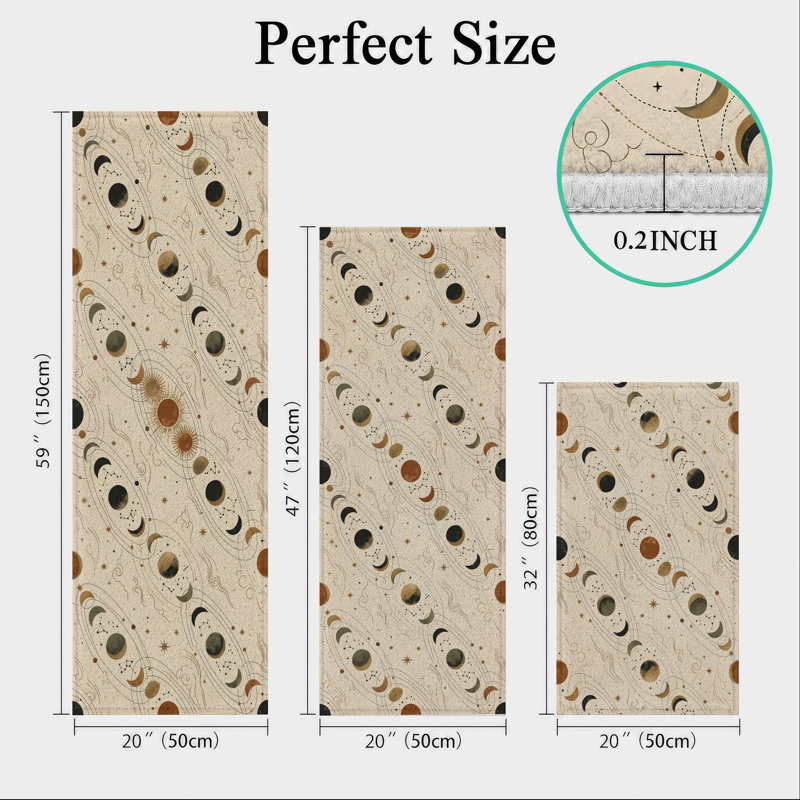 Moon Phase Non-Slip Washable Kitchen Mats