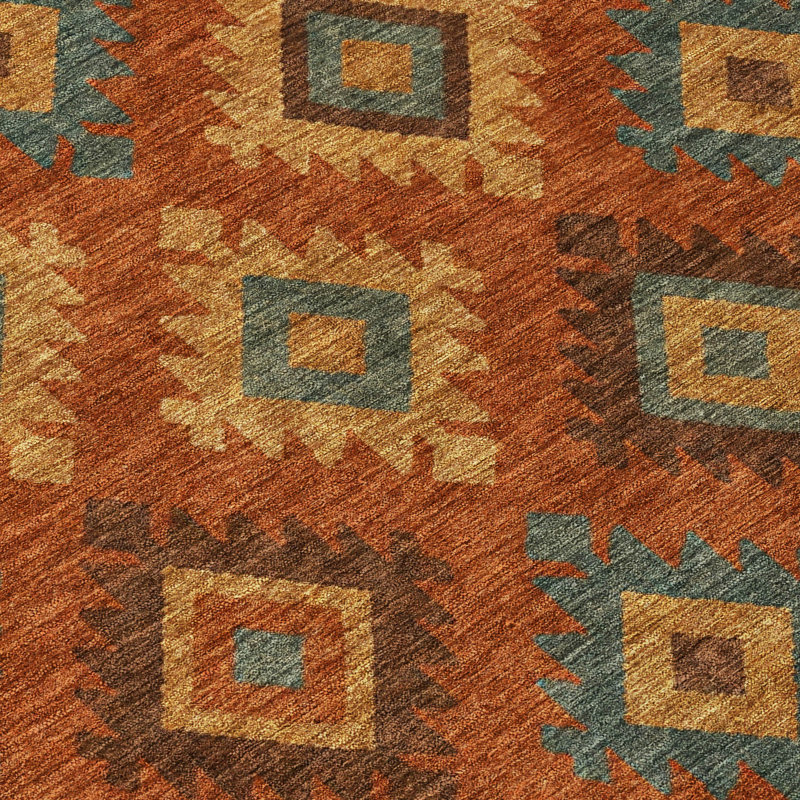 Tapis géométrique intérieur / extérieur lavable à la machine Chantille ACN2952, Rouille, 8 pi x 10 pi