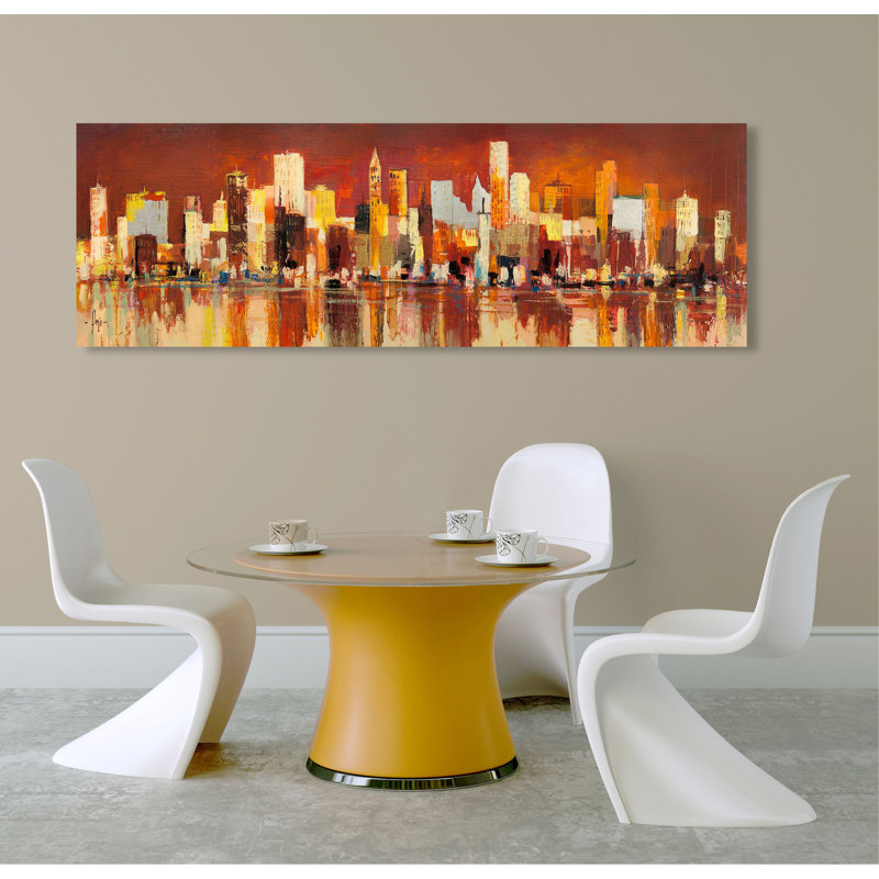 Manhattan Sunset by Luigi Florio - Wrapped Canvas Painting, 40cm H x 120cm W x 4cm D