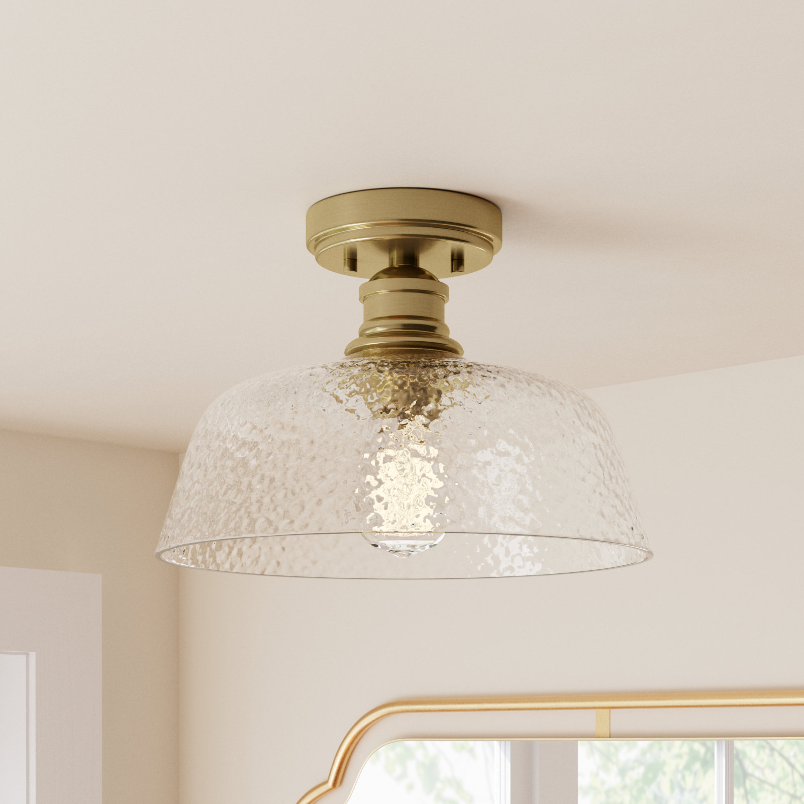 Lindholm Single Light Bronze Semi Flush Mount, Natural Brass