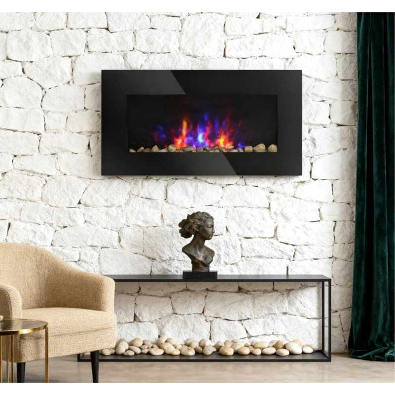 7 Color Background Light Wall Fireplace,Electric Wall-Mounted Fireplace With Flame Effect