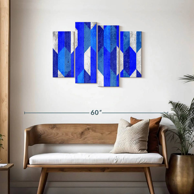 Abstract Blue Hexagons Multi Piece Canvas Print, 43" H x 27" W x 1" D