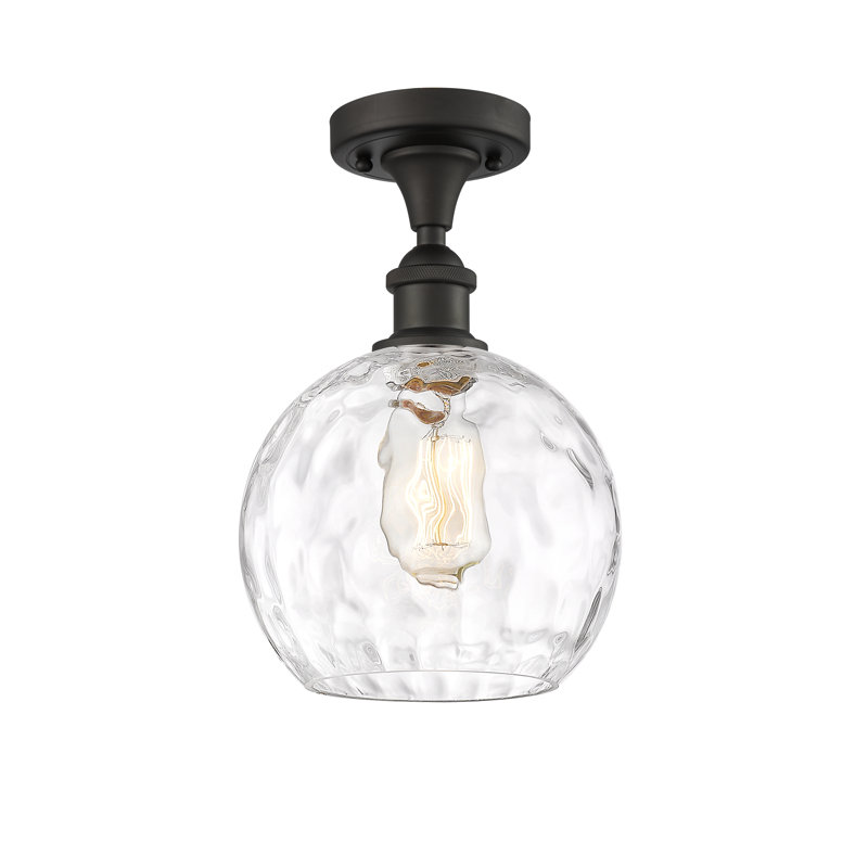 Plafonnier semi-encastré 1 lumière 8 po Cindi, Ampoule non incluse, H 13 po x l 8 po x P 8 po, Bronze huilé