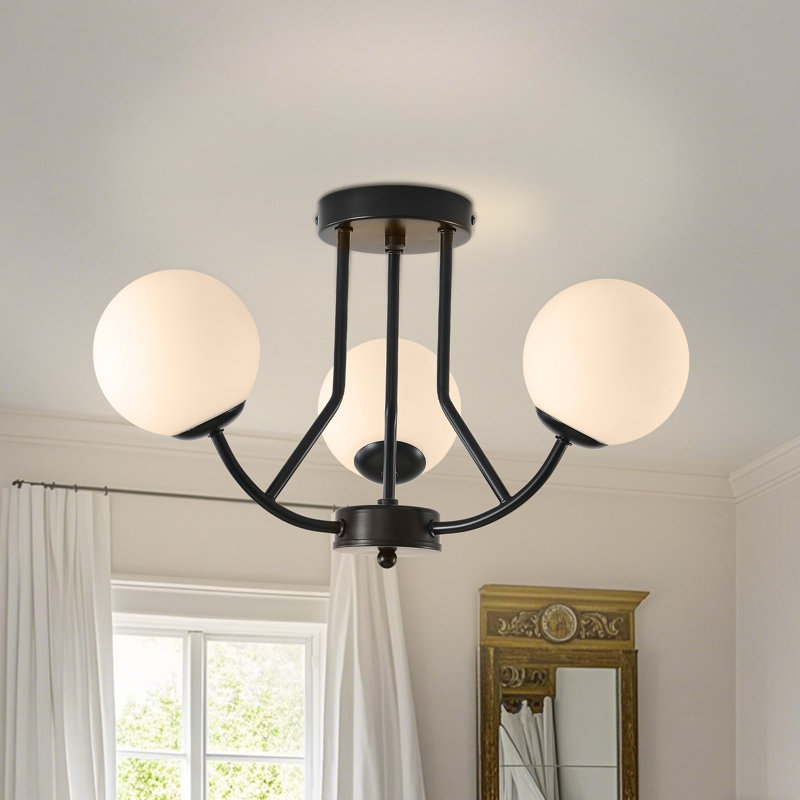 Plafonnier semi-encastré 3 lumières Spoutnik, Noir