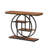 Ari 4 Tier Console Table, 41 Inch Rustic Brown Wood, Black Metal Frame