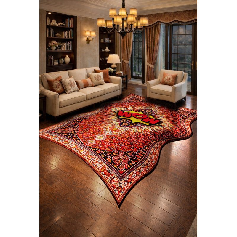 Tapis rose tissé à envers lavable traditionnel Mosso, 2'4" x 3'11"