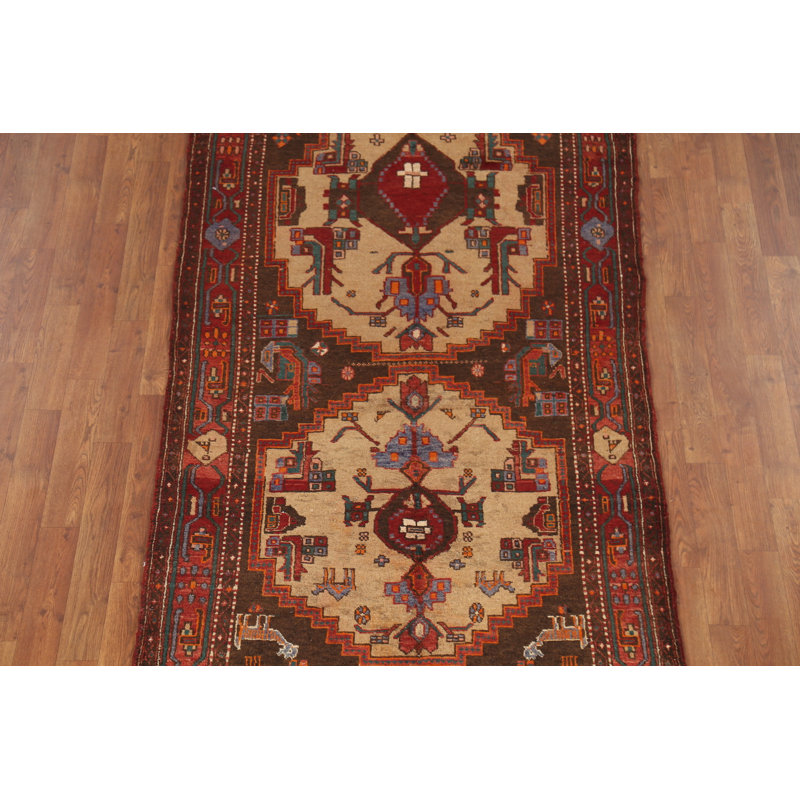 Tapis de couloir géométrique traditionnel en laine 4 x 15