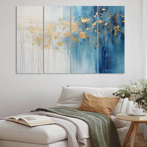 Mercer41 Momentary Spirit Golden Wave Painting II On Canvas 4 Pieces ...