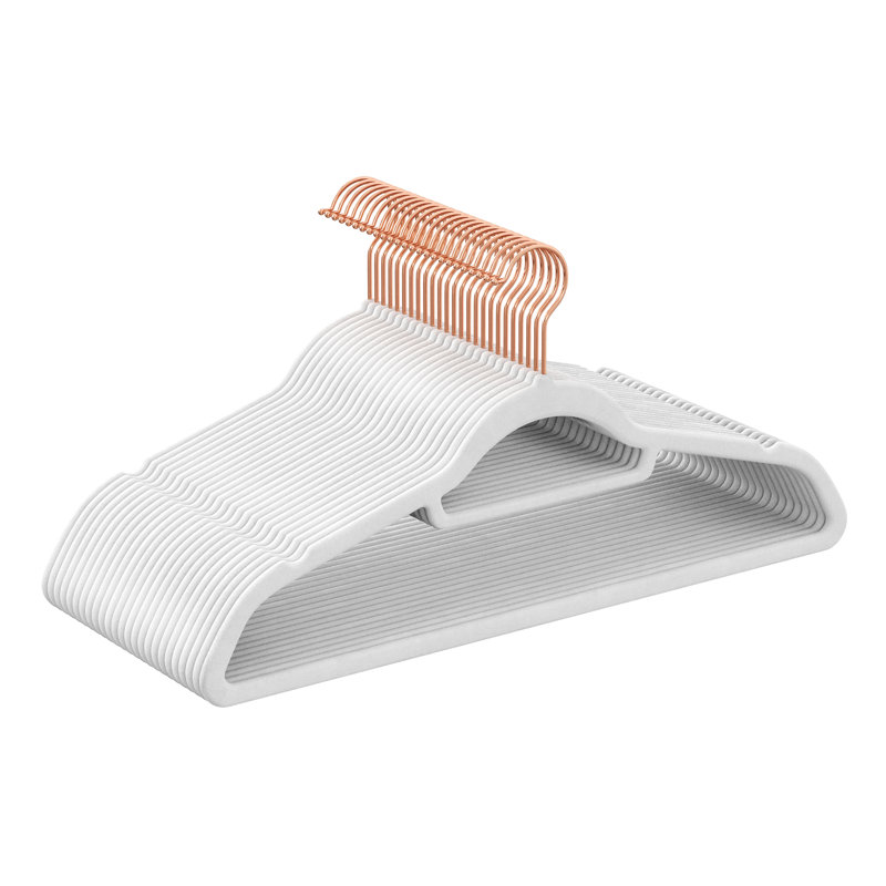 Non-Slip Velvet Hangers, White, 30