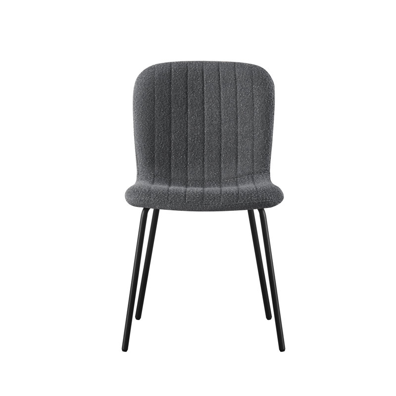 Linen Fabric Dining Chairs Upholstered Chairs, Dark Grey, Set Of 2