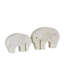 Rumy Marble Rounded Abstract Elephant Decorative White Sculpture with Gray Marble Veins and Cutouts Set