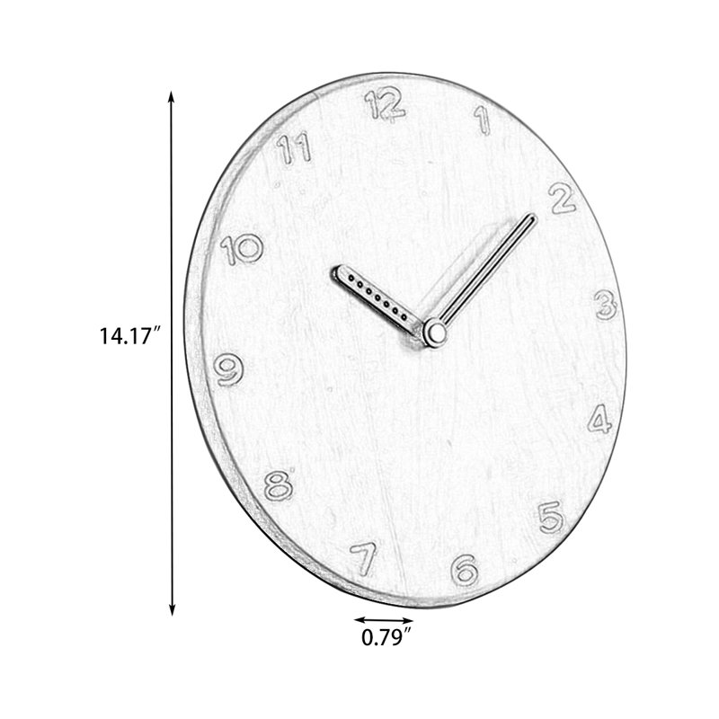 Solid Wood Analogue Wall Clock, 14.17"H*14.17"W*0.79"D
