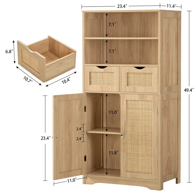 Armoire d'appoint en rotin 49,4 po Bolten, Naturel