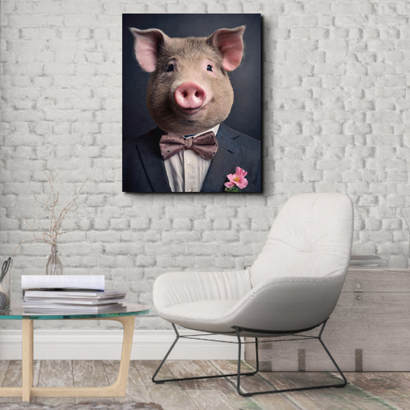 «Cochon» sur toile, H 18 po x l 15 po
