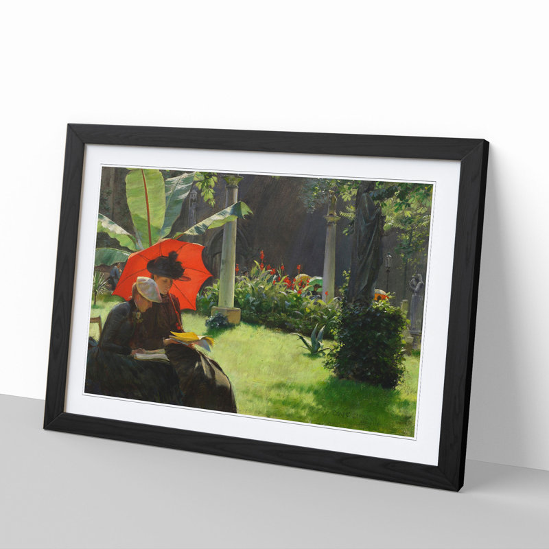 Afternoon in the Garden by Charles Curran - Picture Frame Painting, 27cm H x 36cm W x 2cm D, Black Framed