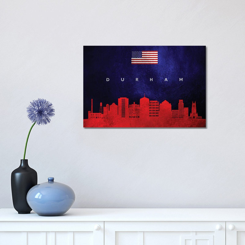 Durham North Carolina Skyline by Adrian Baldovino - Wrapped Canvas Print, 30.48 cm H x 45.72 cm W