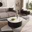 Table basse ronde mobile 29,5 "avec roulettes, plateau en pierre frittée à motif marbré, 2 tiroirs de rangement, table de salon moderne-2047145682