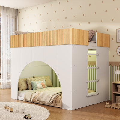 Lit superposé Lumina pour enfants avec lumière DEL, échelle et design semi-circulaire