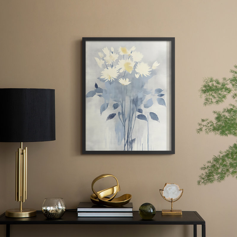 Série FLORAL DCXC - reproduction encadrée de qualité supérieure - prête à être accrochée - aucun clou requis, Noir