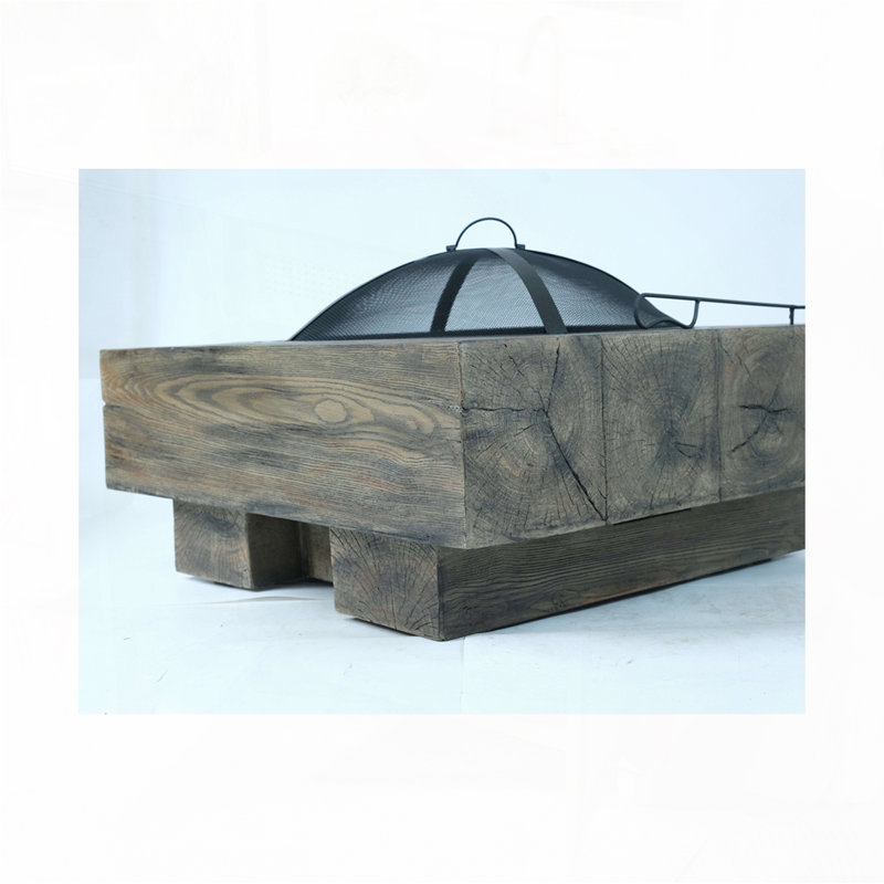 Outdoor Fire Pit with Wood Grain Design