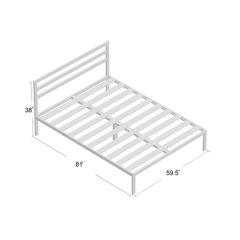Santrell 14" Contemporary Modern Metal Platform Bed, Queen
