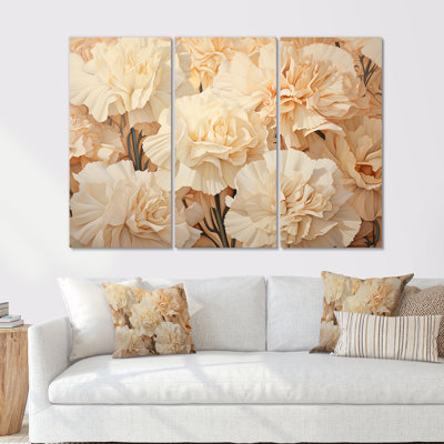 Minimalisme, œillets, fleur, œillets, ensemble d'art mural