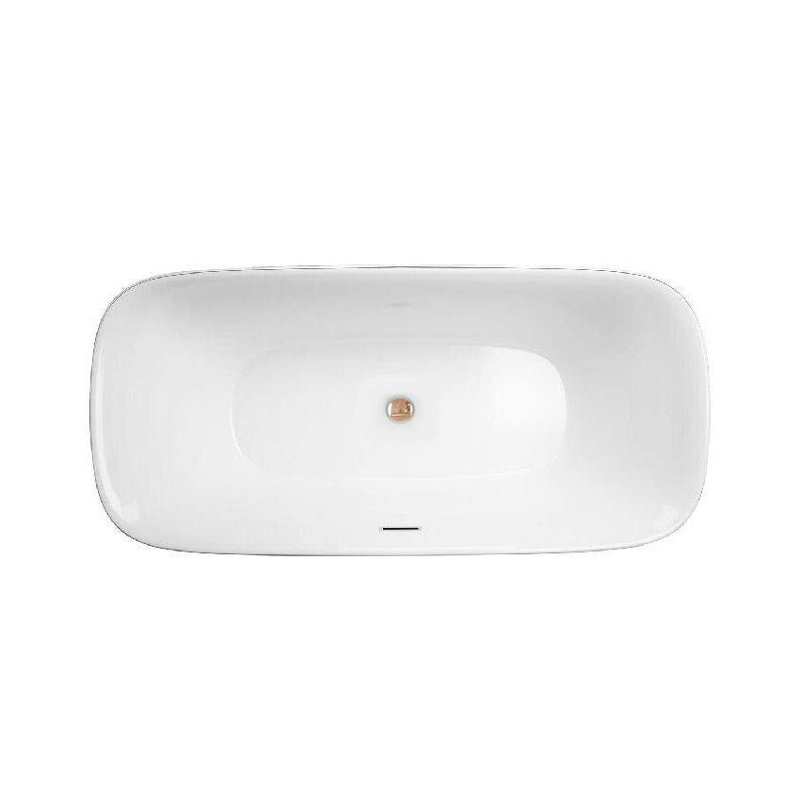 67'' x 31'' Soaking Acrylic Bathtub, White/Rose Gold Drain