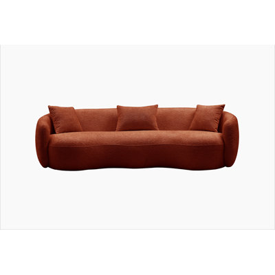 93.6 inch Mid Century Modern Curved Sofa,  Boucle Fabric Couch for Bedroom