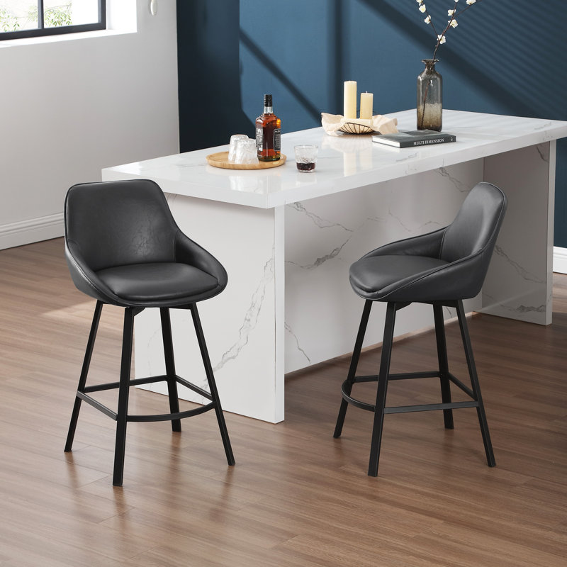 Tabouret de comptoir pivotant de 25,6 po Janayshia, Gris foncé, 2