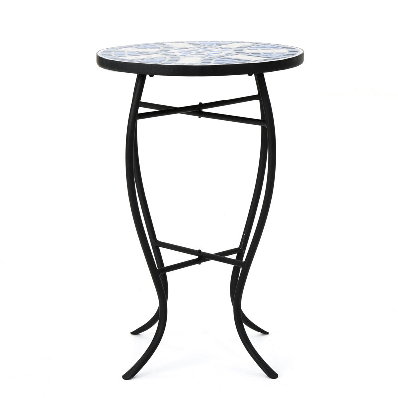 Superbe table d'extérieur avec carreaux de céramique: base en fer bleu et blanc Dans le style: Structure