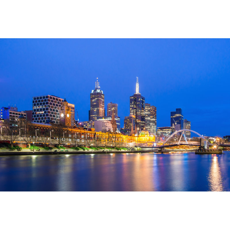 Melbourne City At Night by Scottnz - Wrapped Canvas Print, 20cm H x 30cm W