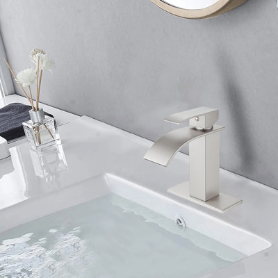 Commercial-Grade Single Handle Waterfall Bathroom Faucet With Pop-Up Drain