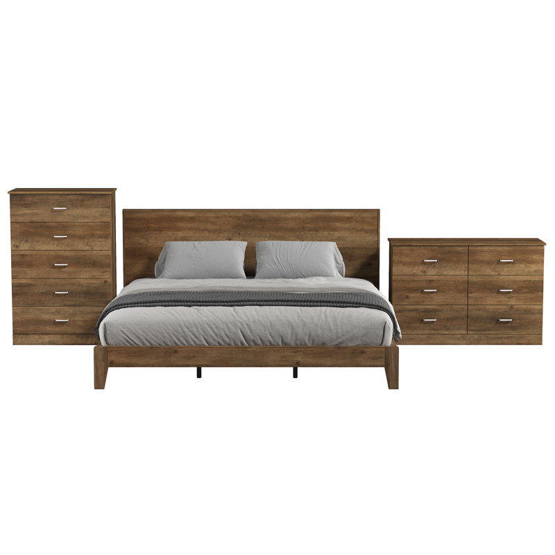 Allyannah 3 Pieces Bedroom Set, King, Knotty Oak