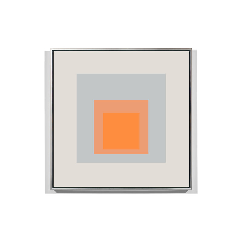Square Series Gray Print by Yaffa G, Silver Floater Framed, 51" H x 51" W