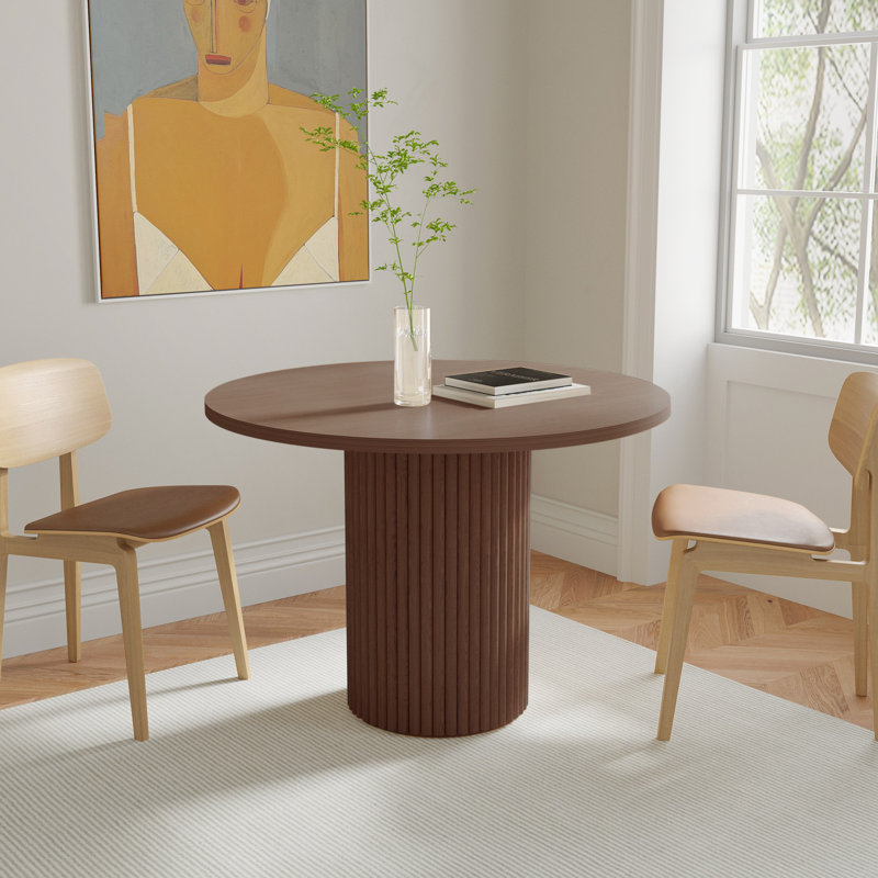 Astraea Round Wood Dining Table, 29.6"H x 35"L x 35"W, Walnut