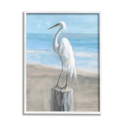 " Egret Coastal Landscape " Acrylic Painting