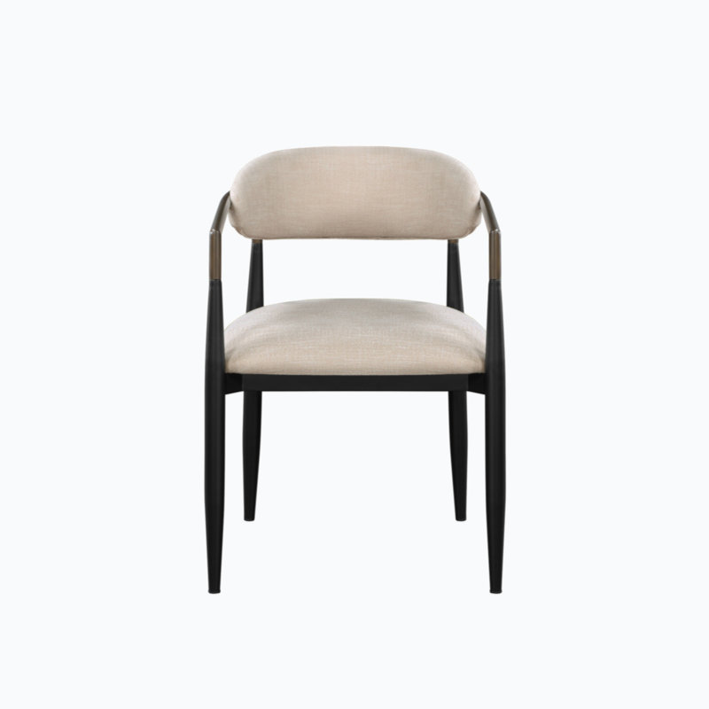 Chaise d'appoint (lot de 2), tissu beige et finition noire