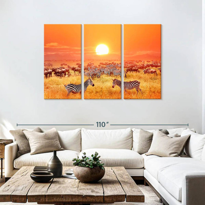 Serengeti Safari Zebras, 48" H x 74" W