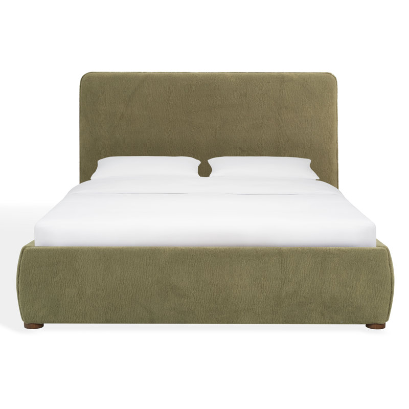 Callahan Upholstered Bed, Olive Green Faux Sherpa, Full / Double