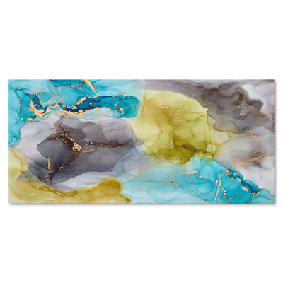 «Blue Luxury Abstract Fluid VII», peinture sur toile
