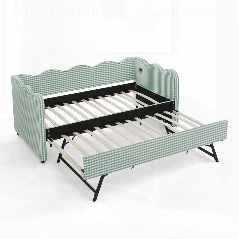 Lit de jour Cozy Gingham, Cyan