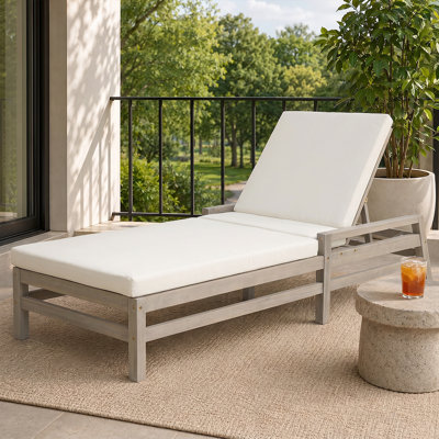 Ensemble de chaises longues d'extérieur réglables à 5 positions - Structure en bois naturel avec coussins pour sièges de patio