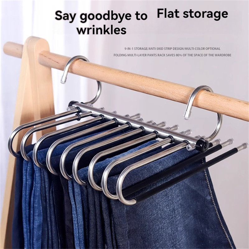 Cintre pour pantalons pliable en acier inoxydable, 2