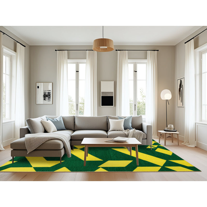 Tapis brun à carreaux lavable à la machine, Rectangle 6 pi x 9 pi