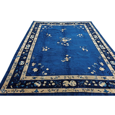 Antique Peking Chinese Floral Hooked Rug