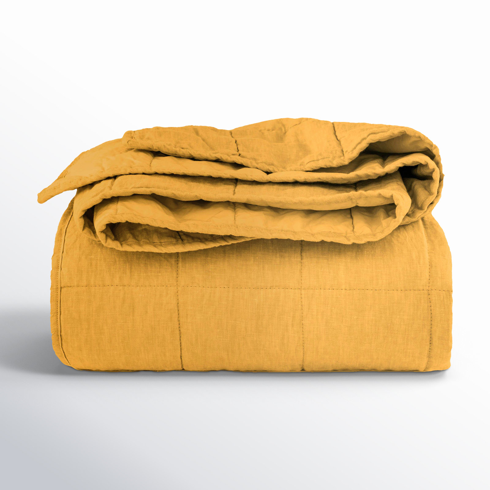 French Linen Quilt Set, Twin Quilt, Honey